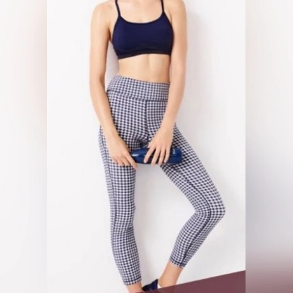 J.Crew Navy & White Gingham Puckered Cropped Seersucker Leggings XXXS-XS